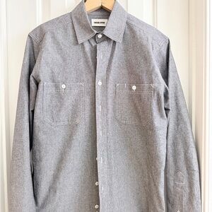 Taylor stitch 38  Small men’s button-down shirt, gray chambray long sleeve